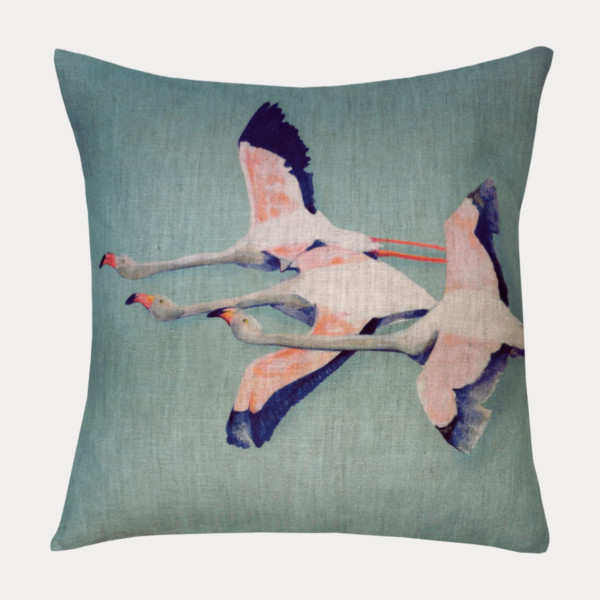 Housse Flamingos vert de gris
