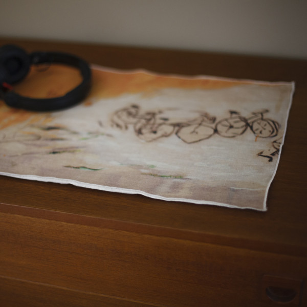 printed linen tablemat a bicyclette haby bonomo maison levy made in france