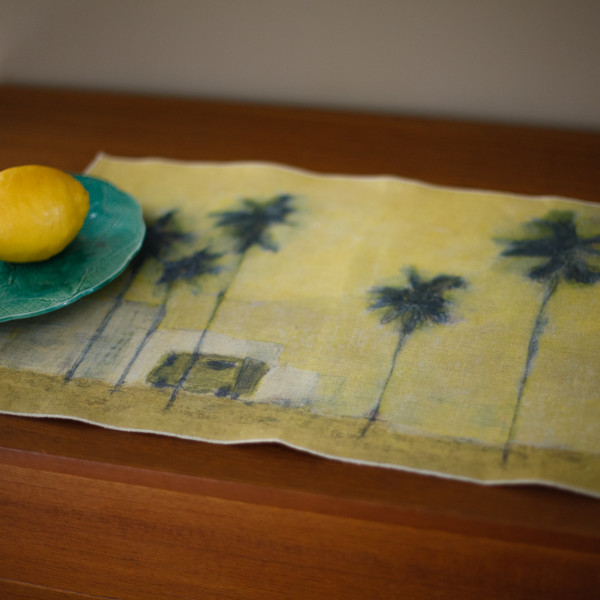 printed linen tablemat camion verde haby bonomo maison levy made in france