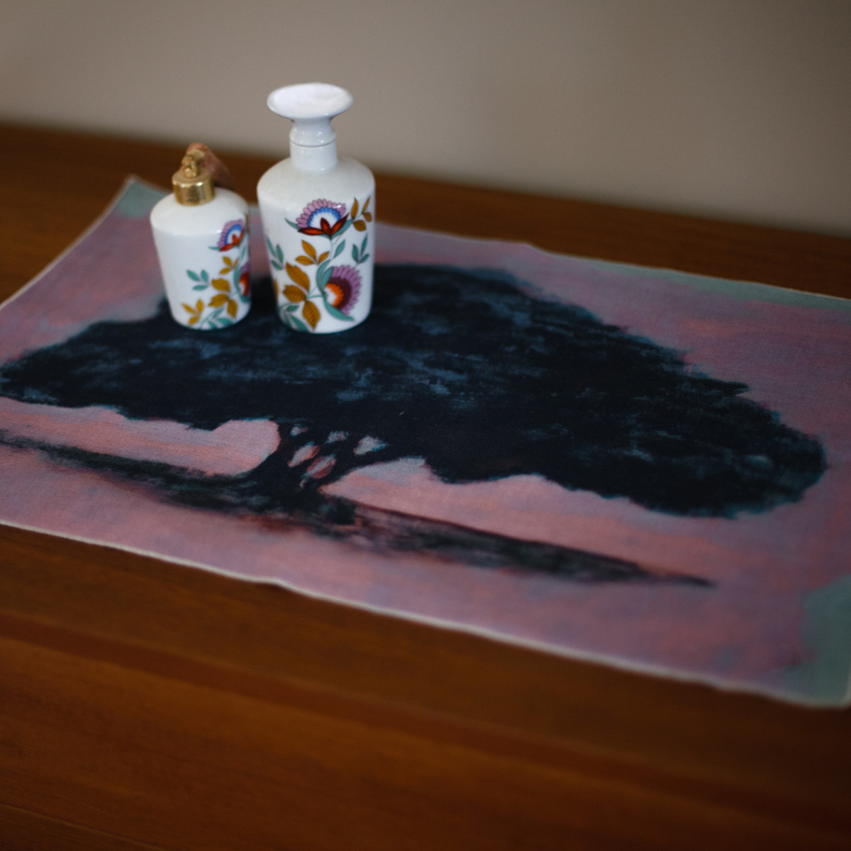 sets de table tableau en lin imprime ombu rose haby bonomo maison levy