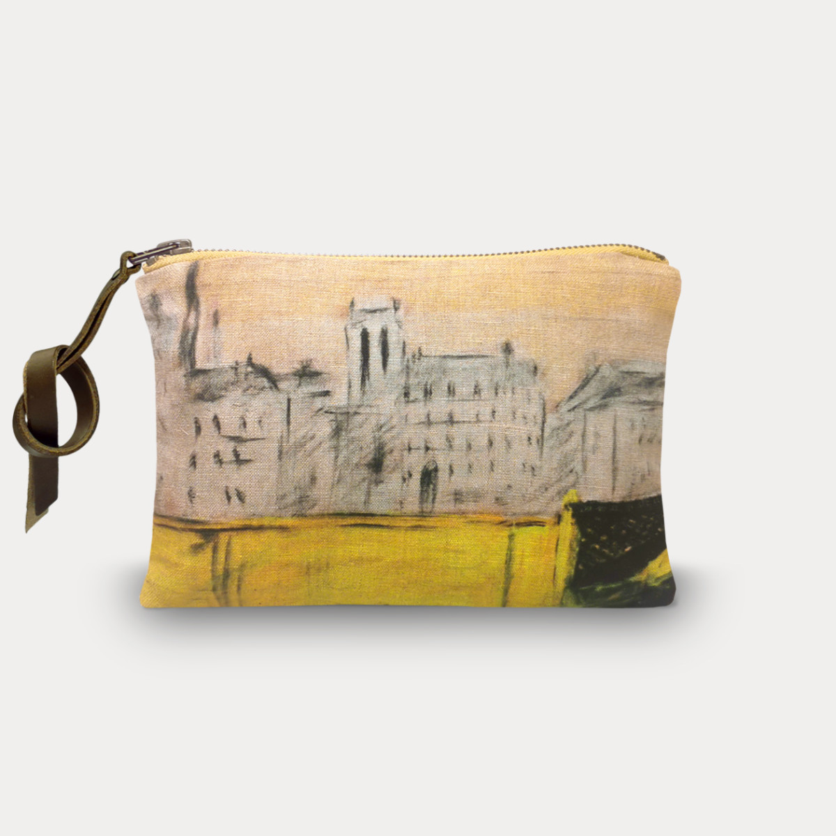 printed linen pouch a bicyclette haby bonomo maison levy made in france