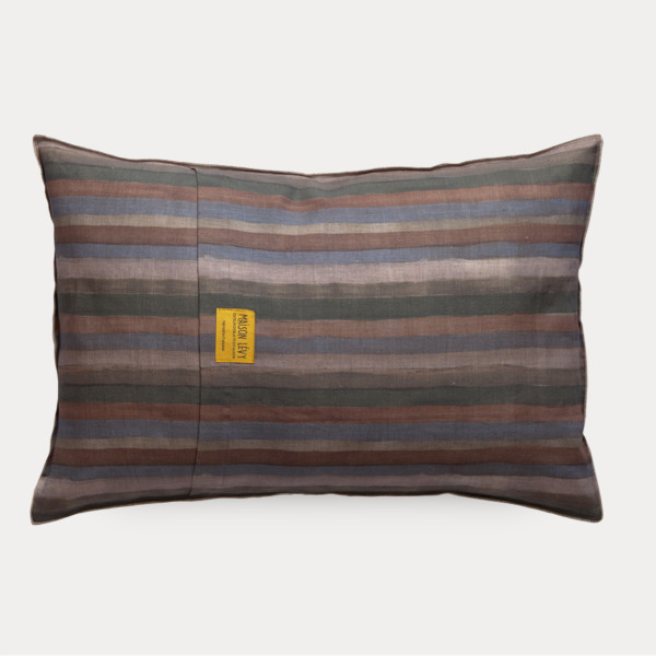 printed linen grafic sham Andine gris nina bonomo maison levy made in france