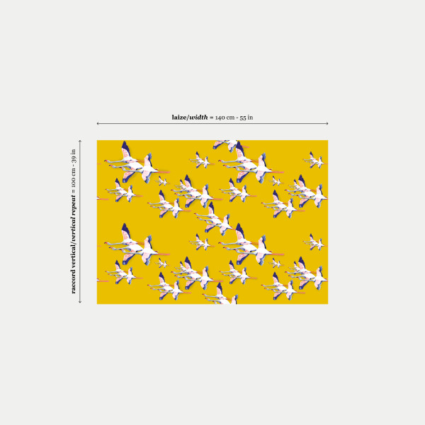 Linen Flamingos jaune