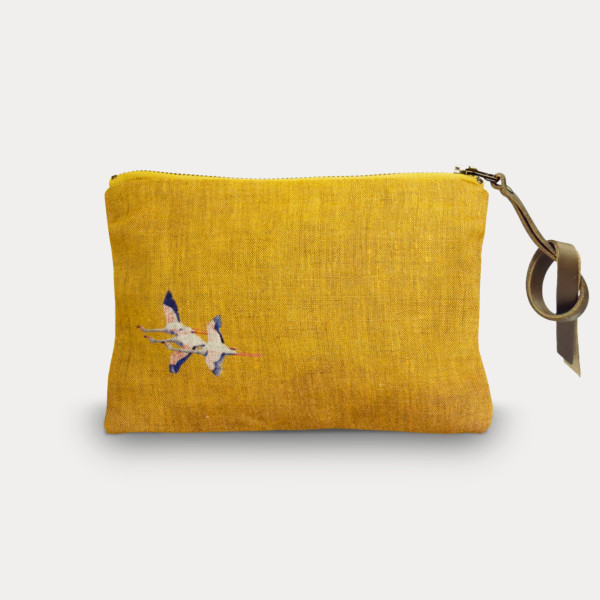 Flamingos-col.jaune pouch