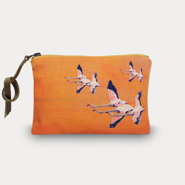 Flamingos-col.orange pouch