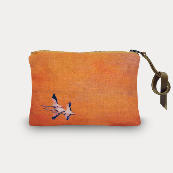 Flamingos-col.orange pouch