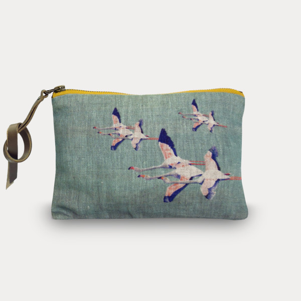 Pochette Flamingos-col.vert de gris Pochette Flamingos-col.vert de gris