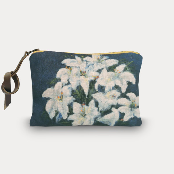 Fleurs blues-col.naturel pouch