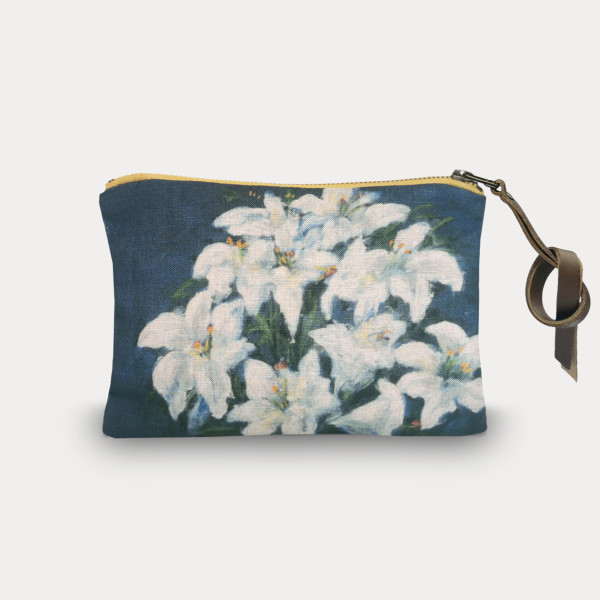 Fleurs blues-col.naturel pouch
