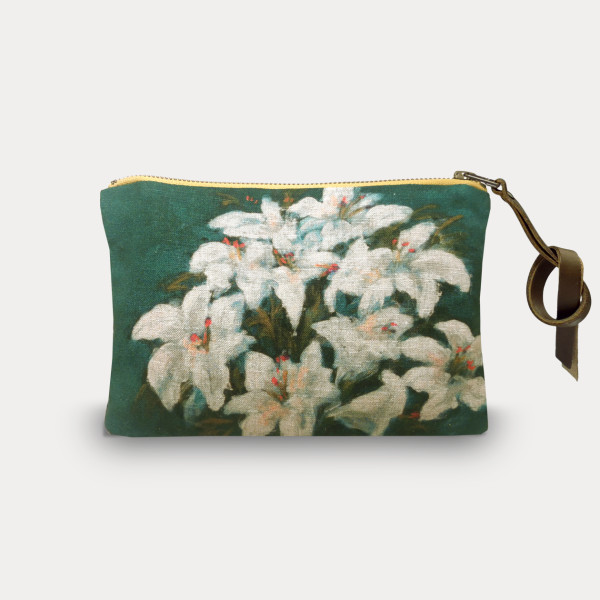 Fleurs blues-col.canard pouch