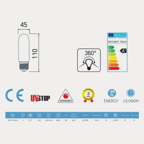 LED E27 tube bulb-H 11 cm