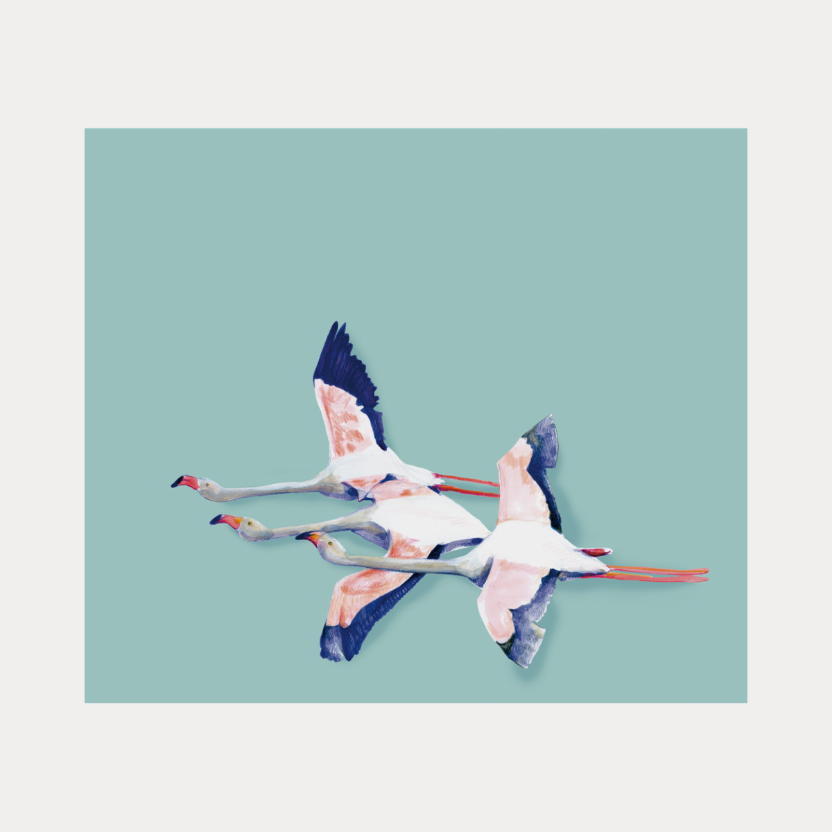 Wall hanging Flamingos vert de gris